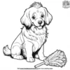 Dog and a Feather Duster Coloring Pages