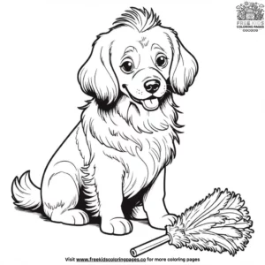 Dog and a Feather Duster Coloring Pages