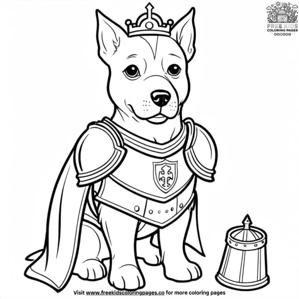 Dog as a knight coloring pages