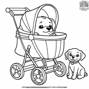 Dog in a Baby Stroller Coloring Pages