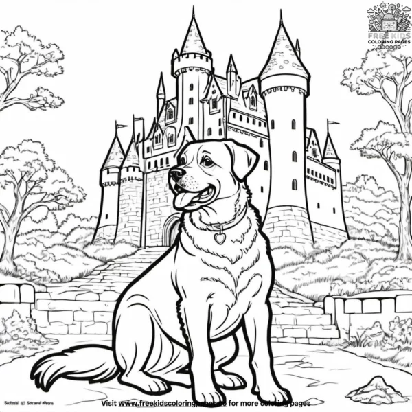 Dog in a castle coloring pages