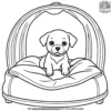 Dog in a Cozy Bed Coloring Pages