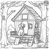 Dog in a Cozy Treehouse Coloring Pages