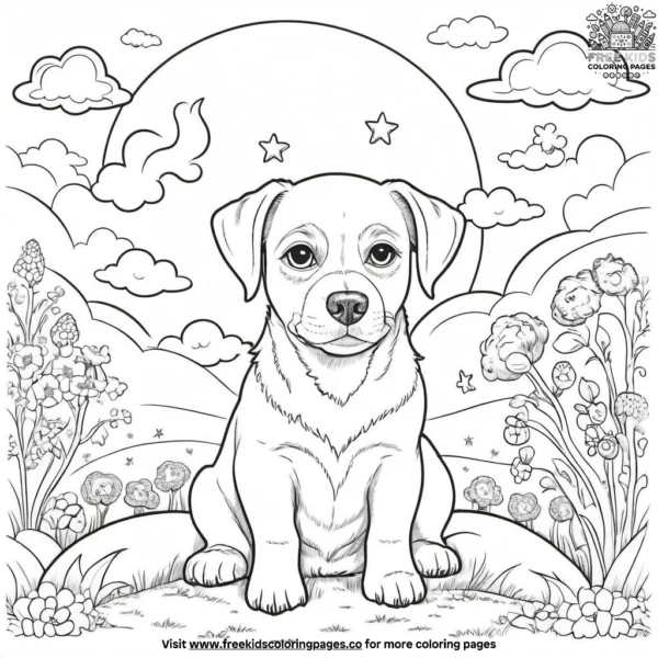 Dog in a dreamland coloring pages