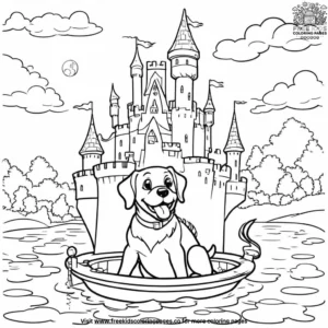 Dog in a Floating Castle Coloring Pages