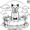 Dog in a Floating Island Coloring Pages