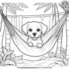 Dog in a Hammock Coloring Pages