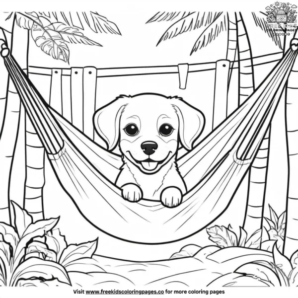 Dog in a hammock coloring pages