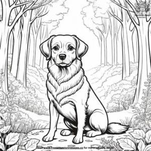 Dog in a Magical Forest Coloring Pages