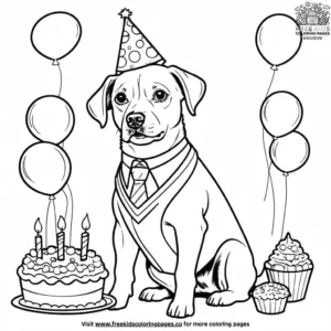 Dog in a Party Outfit Coloring Pages