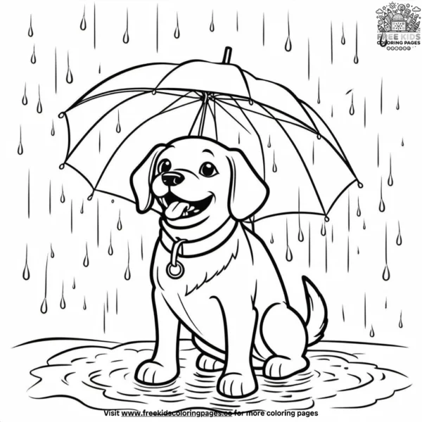 Dog in a rainstorm coloring pages