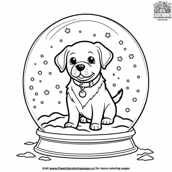 Dog in a snow globe coloring pages