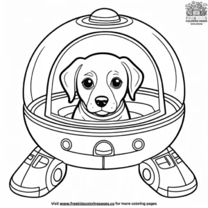 Dog in a Spaceship Coloring Pages