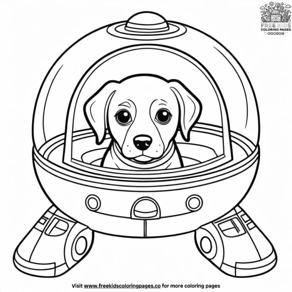 Dog in a spaceship coloring pages