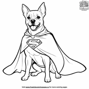 Dog in a superhero cape coloring pages