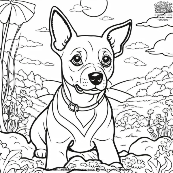 Dog in a world of colors coloring pages