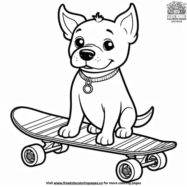 Dog on a skateboard coloring pages