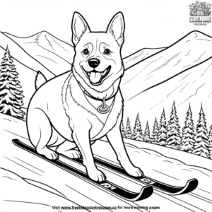 Dog on a Ski Slope Coloring Pages