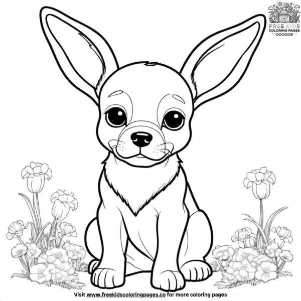 Dog with bunny ears coloring pages