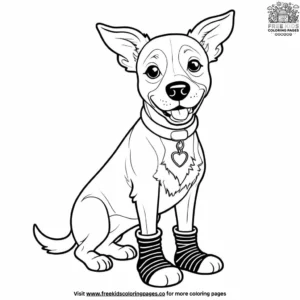 Dog with Silly Socks Coloring Pages