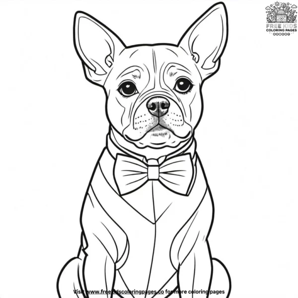 Dog with a bow tie coloring pages