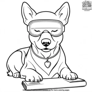 Dog with a sleep mask coloring pages