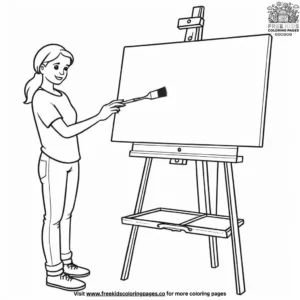 Easel with Canvas Coloring Pages