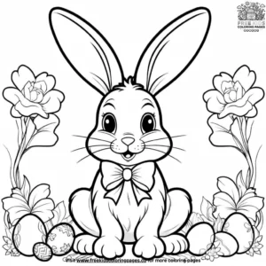 Easter Bunny with a Bow Coloring Pages