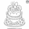 Easter Cake with Flowers Coloring Pages