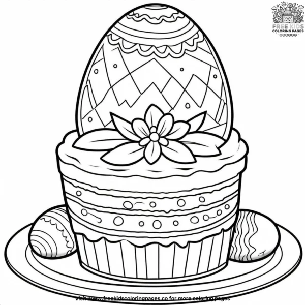 Easter egg cake coloring pages