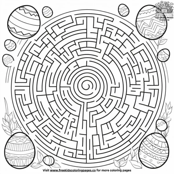 Easter egg maze coloring pages