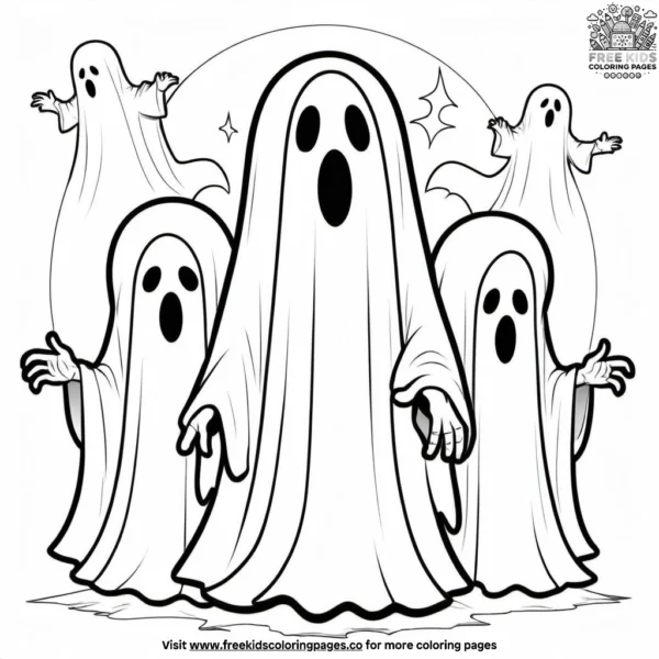 Eerie ghost figures coloring pages