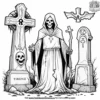 Eerie Graveyard Spirits Coloring Pages