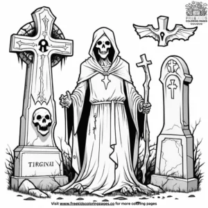 Eerie graveyard spirits coloring pages