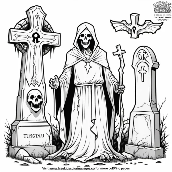 Eerie graveyard spirits coloring pages