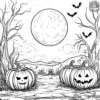 Eerie Halloween Gathering Coloring Pages