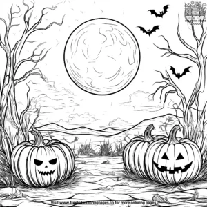 Eerie Halloween Gathering Coloring Pages