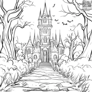 Eerie Haunted Mansion Coloring Pages