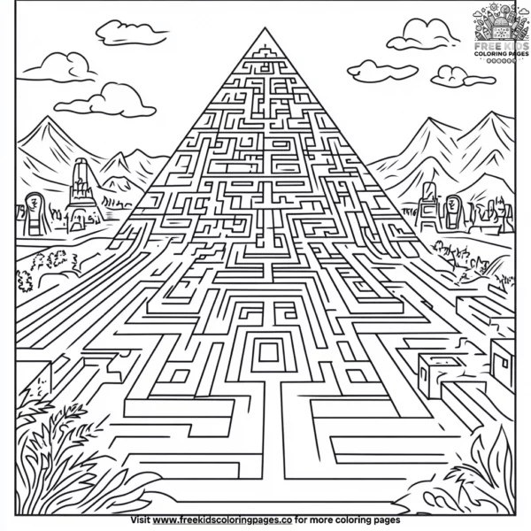 Egyptian pyramid maze coloring pages