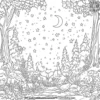 Enchanted Forest Night Sky Coloring Pages