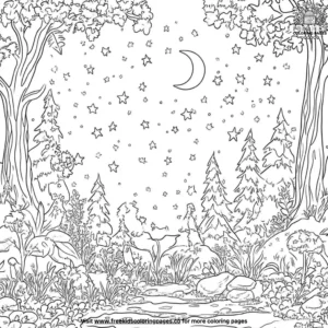 Enchanted Forest Night Sky Coloring Pages