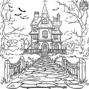 Enchanted haunted house coloring pages