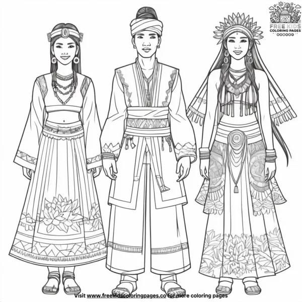 Ethnic festival wardrobe coloring pages