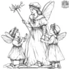 Fairy Godmothers and Children Coloring Pages