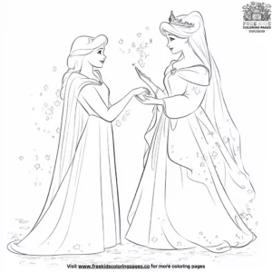 Fairy godmothers and princess wishes coloring pages