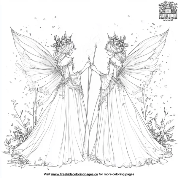 Fairy godmothers in action coloring pages