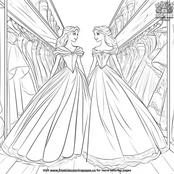 Fairytale princess wardrobes coloring pages