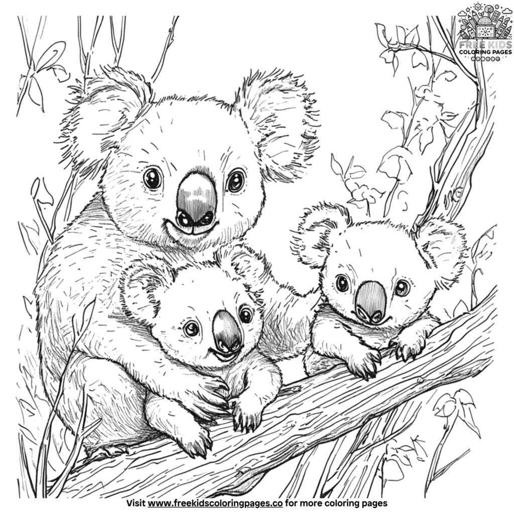 Family Adventure Koala Coloring Pages