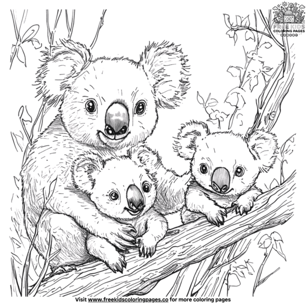 Family adventure koala coloring pages