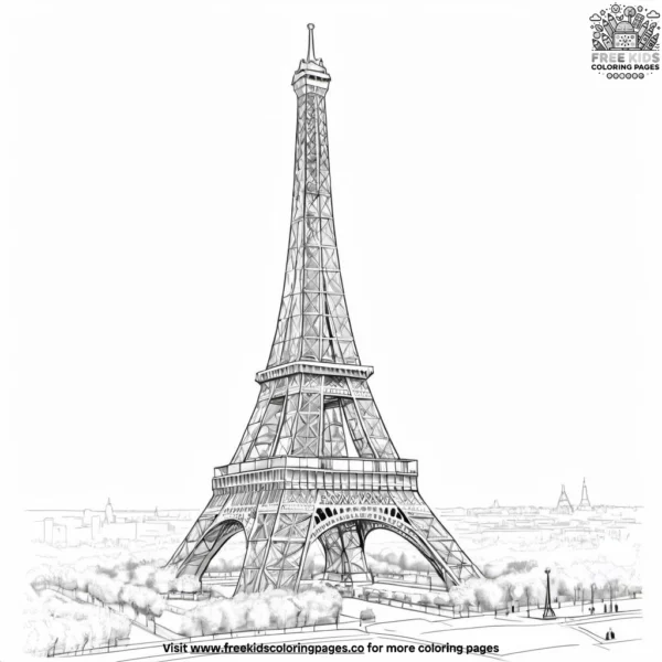 Famous eiffel tower coloring pages